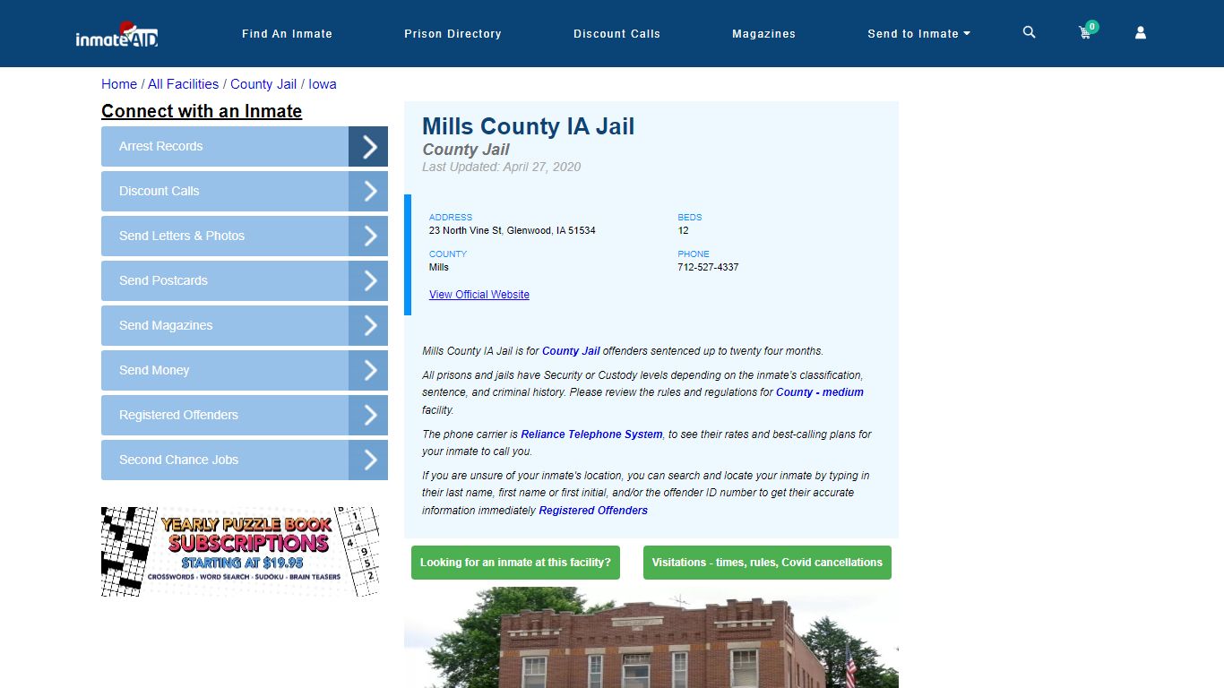 Mills County IA Jail - Inmate Locator - Glenwood, IA